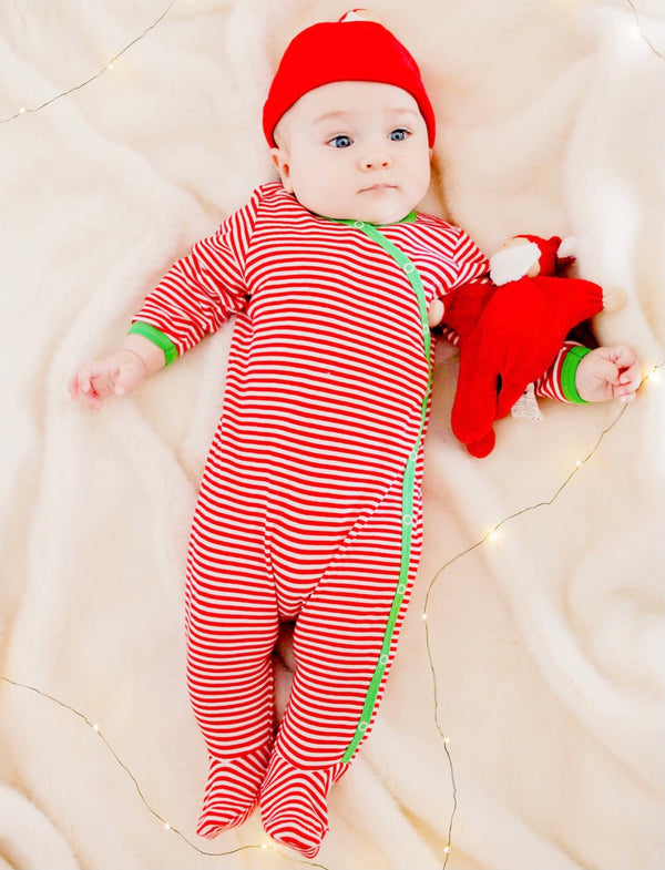 Candy Cane Holiday Stripe Footie